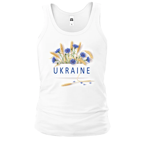 Чоловіча майка, білий, з квітами Україна