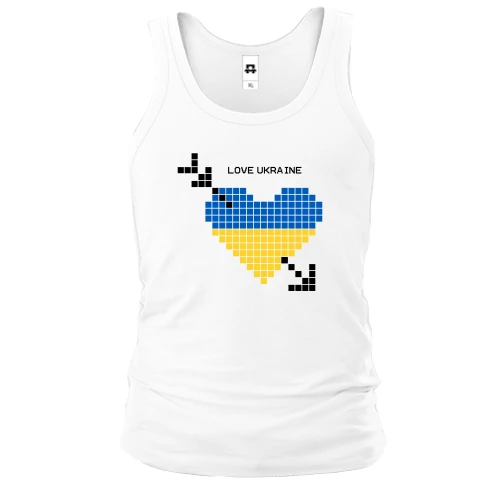 Чоловіча майка Love Ukraine (жовто-синє піксельне серце)