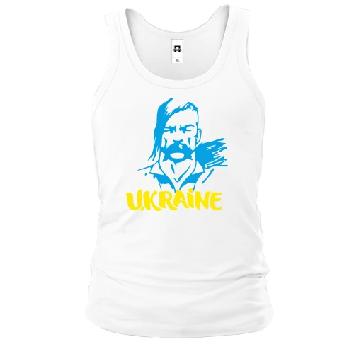 Мужская майка, Белый, с казаком "Ukraine"