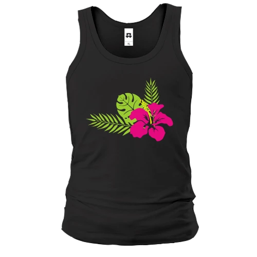 Мужская майка, черный, с тропическими цветами (2)