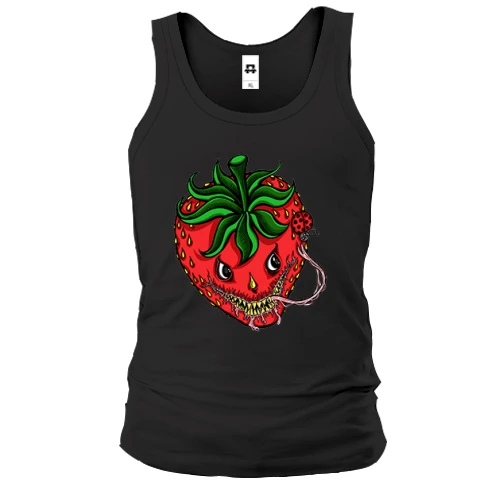 Мужская майка, черный, со злой клубничкой