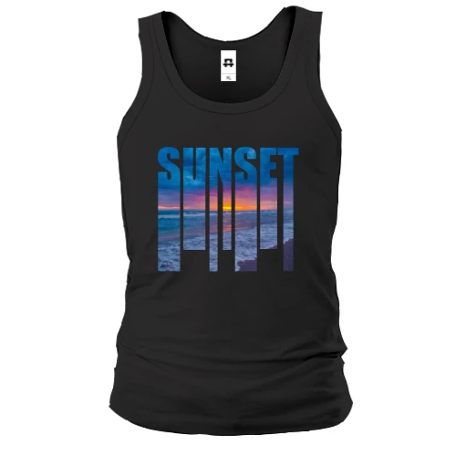 Мужская майка SUNSET с закатом внутри букв