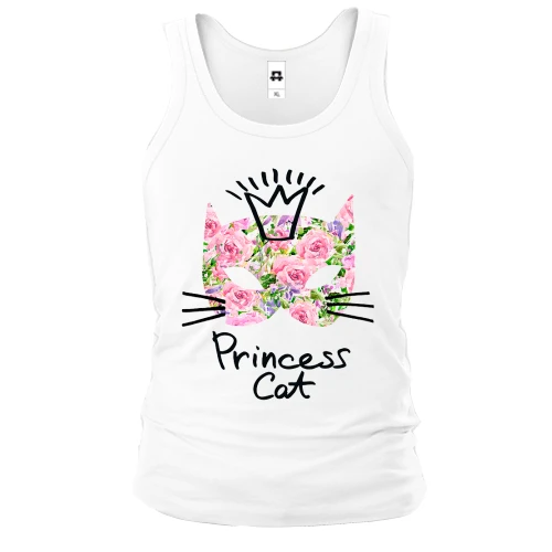 Чоловіча майка із силуетом кішки з квітів, короною та написом «Princess Cat»