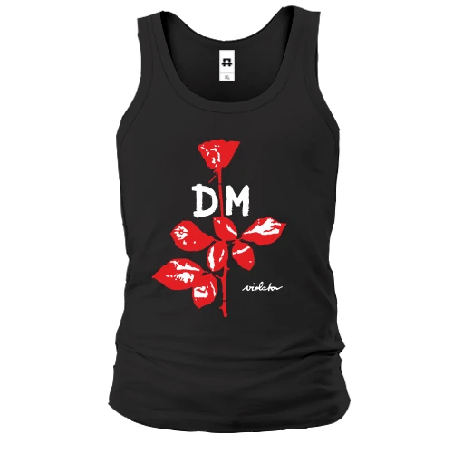 Мужская майка, Черный, Depeche Mode large rose