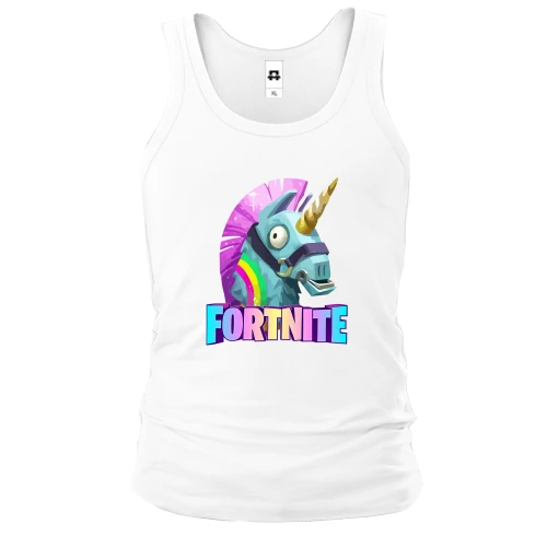 Мужская майка, белый, с единорогом "fortnite"