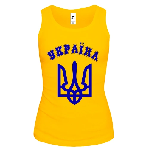 Жіноча майка, Жовтий, з гербом і написом «Україна»