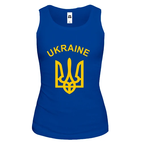 Жіноча майка із гербом України та написом «UKRAINE»