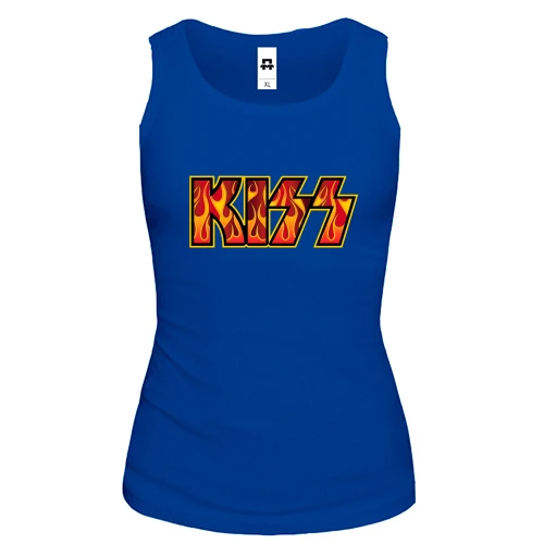 Женская майка, синий, KISS (fire logo)