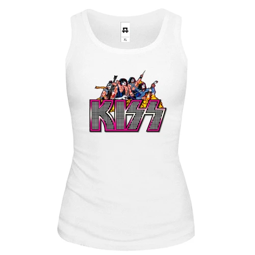 Женская майка, белый, KISS Band