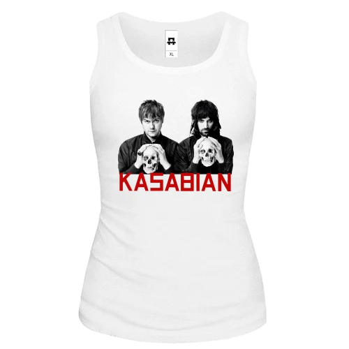 Женская майка, белый, Kasabian с черепом
