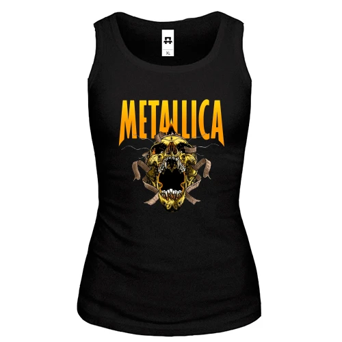 Женская майка, черный, Metallica с жёлтым черепом