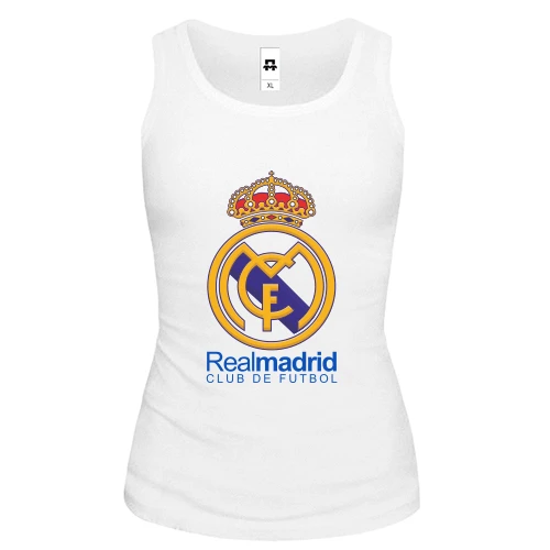 Женская майка, белый, с цветной эмблемой Real Madrid