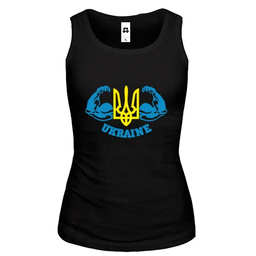 Женская майка, Черный, Ukraine (WorkOut Style)