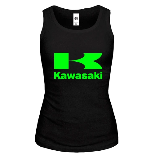 Женская майка, черный, с лого Kawasaki