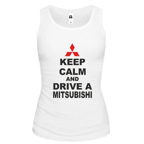 Женская майка, белый, Keep calm and drive a Mitsubishi