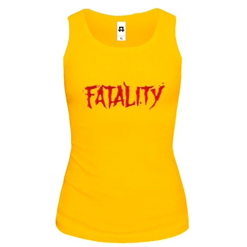 Женская майка с надписью Fatality (Mortal Kombat)