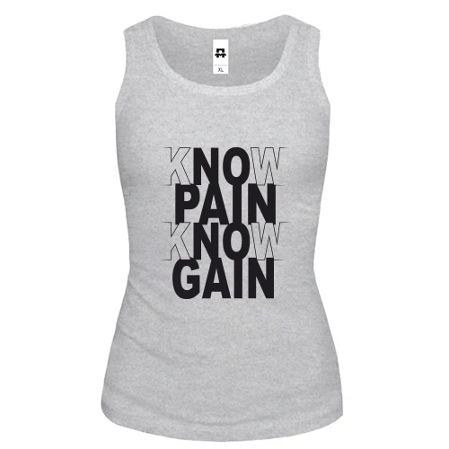 Женская майка Know pain - Know gain