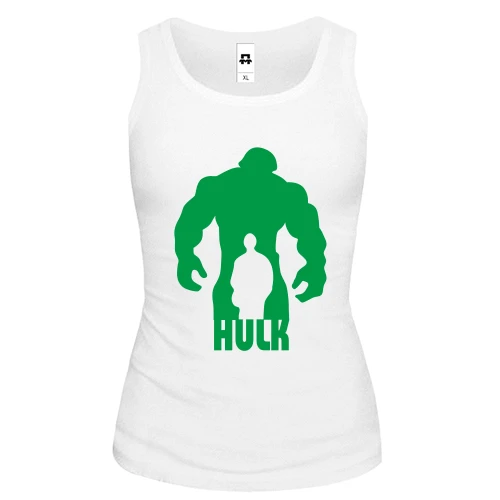 Женская майка с силуэтом Халка и надписью HULK