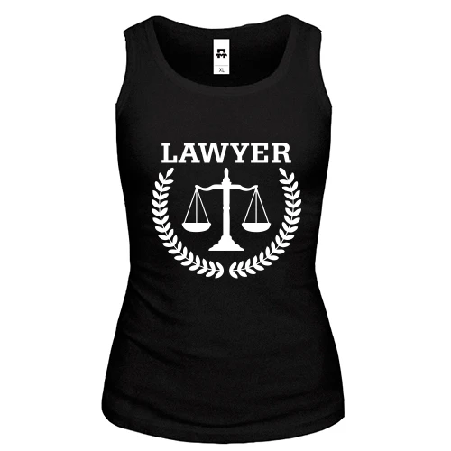 Женская майка с надписью "lawyer" юрист