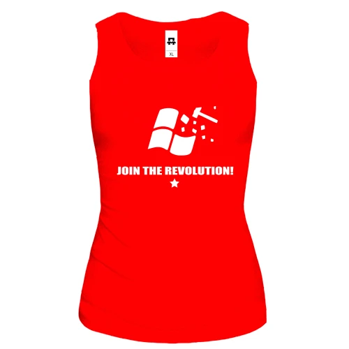 Женская майка с надписью "Join the revolution"