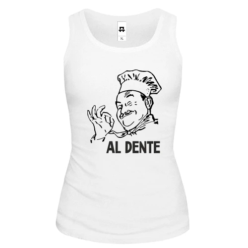 Женская майка с подмигивающим поваром, жестом окей и надписью «AL DENTE»