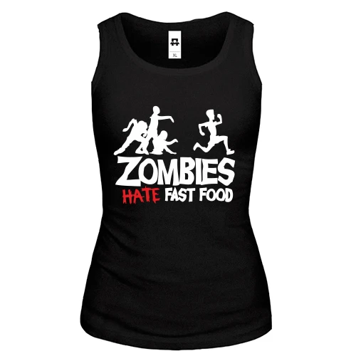 Женская майка Zombies hate fast food