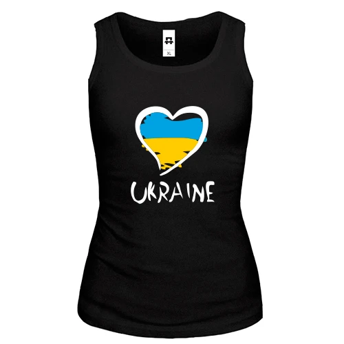 Женская майка с надписью "Ukraine" и сердечком