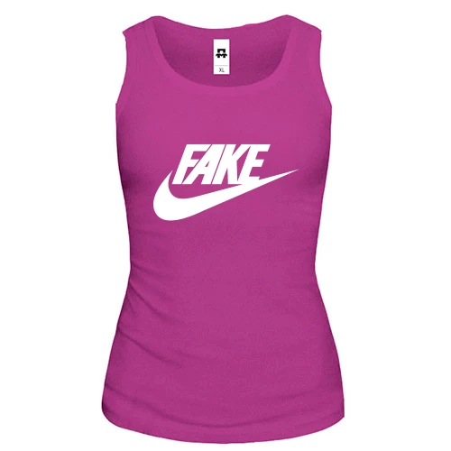 Женская майка с надписью "Fake" в стиле Nike