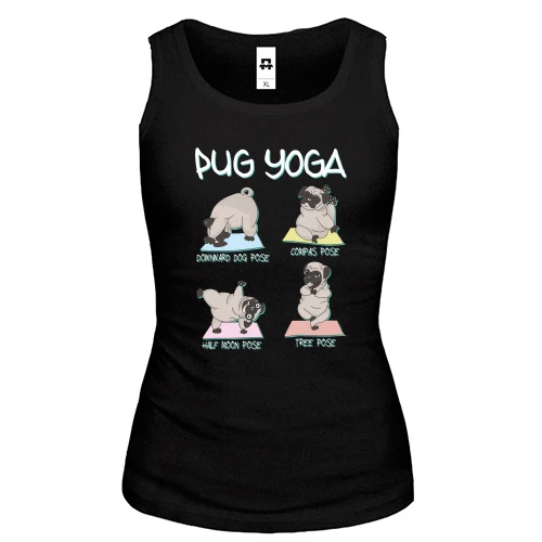 Жіноча майка Pug Yoga Мопс Йога