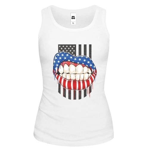 Женская майка American lips Американский флаг Губы