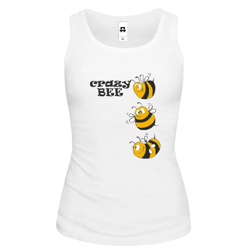 Женская майка, белый, Crazy Bee Пчелы