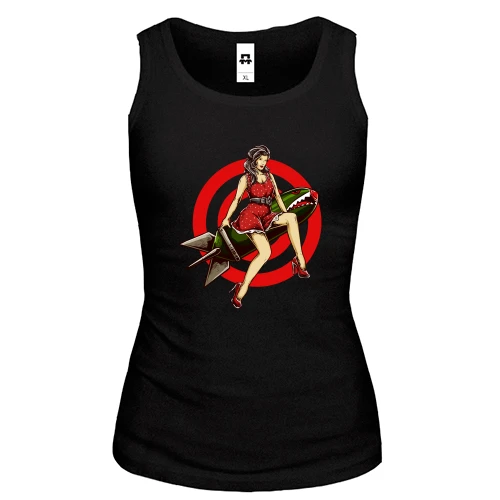Женская майка с девушкой на ракете