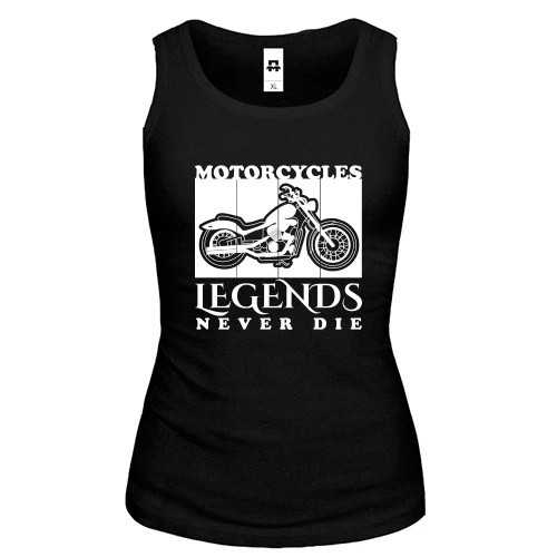 Женская майка, черный, Motorcycles - Legends never die