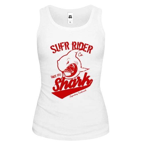 Женская майка, белый, Surf Rider Shark