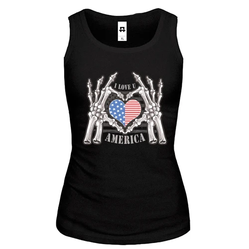 Женская майка I Love U America
