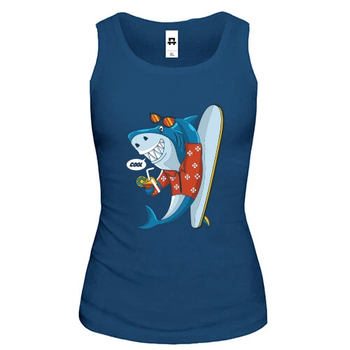 Жіноча майка, синій, Shark Hipster