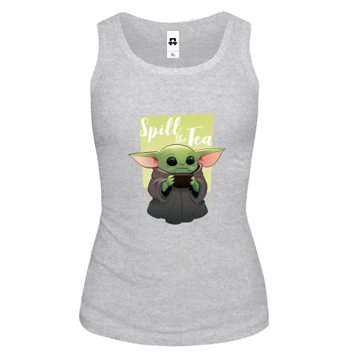 Женская майка Baby Yoda Spill the Tea