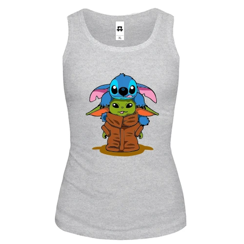 Женская майка Stitch and Baby Yoda