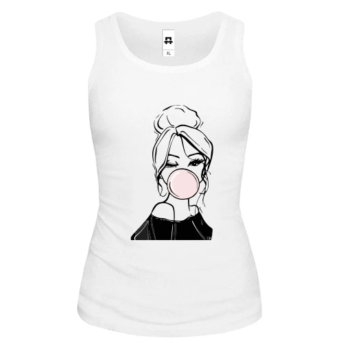 Женская майка Girl with babble gum art