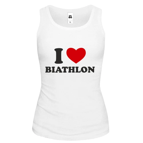 Женская майка Я люблю Биатлон — I love Biathlon