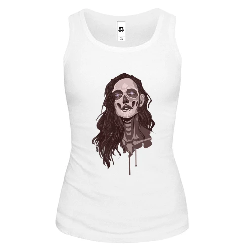 Женская майка girl makeup skull