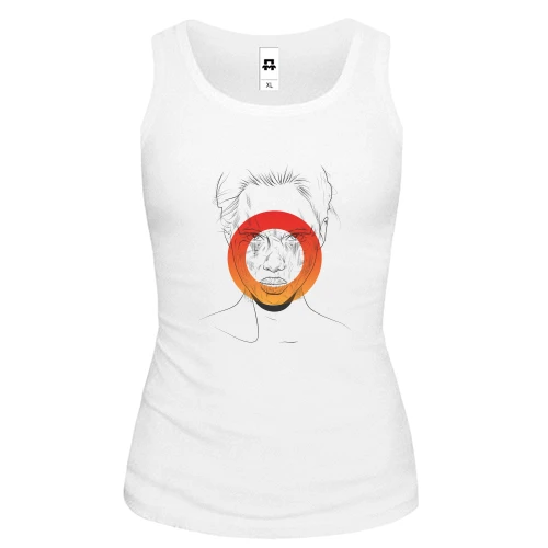 Женская майка Portrait with an orange circle