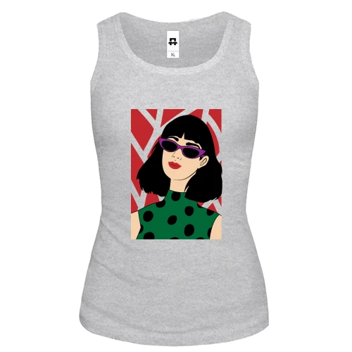 Женская майка Art girl with glasses