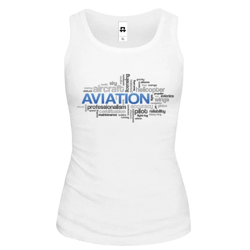 Женская майка, белый, Aviation words