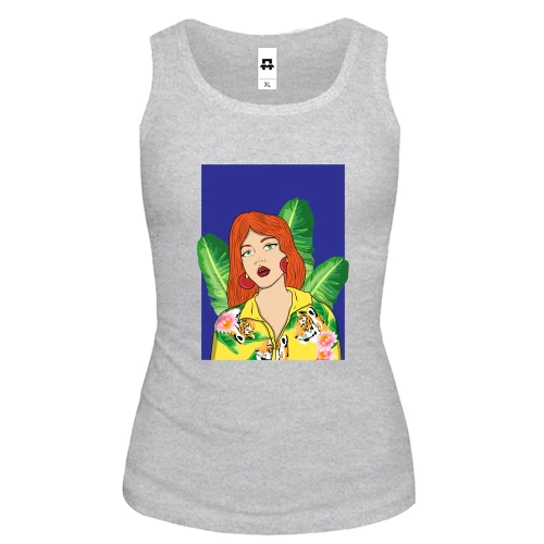 Женская майка Redhead girl with leaves
