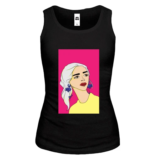 Женская майка Blonde on pink background