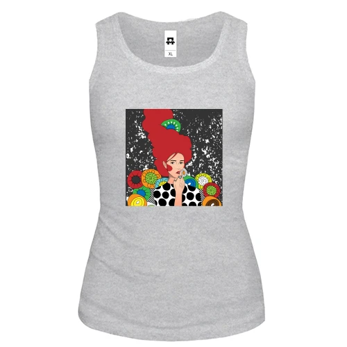 Женская майка Redhead girl with flowers