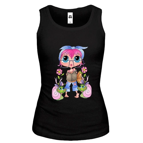 Женская майка Girl with pink hair
