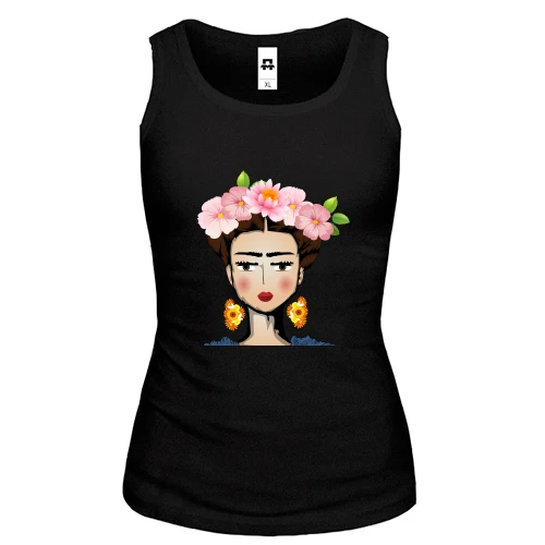 Женская майка Girl with pink flowers