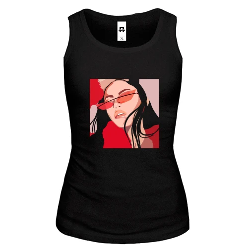 Женская майка Girl with red glasses art